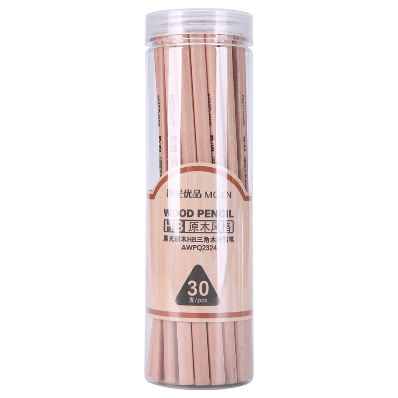 M&G Stationery HB Pencils, 30 Pieces, Natural Wood Triangular Pencils for Primary School Students, Drawing Pencils for Exam Writing And Summer Vacation Handwriting Practice AWPQ2324