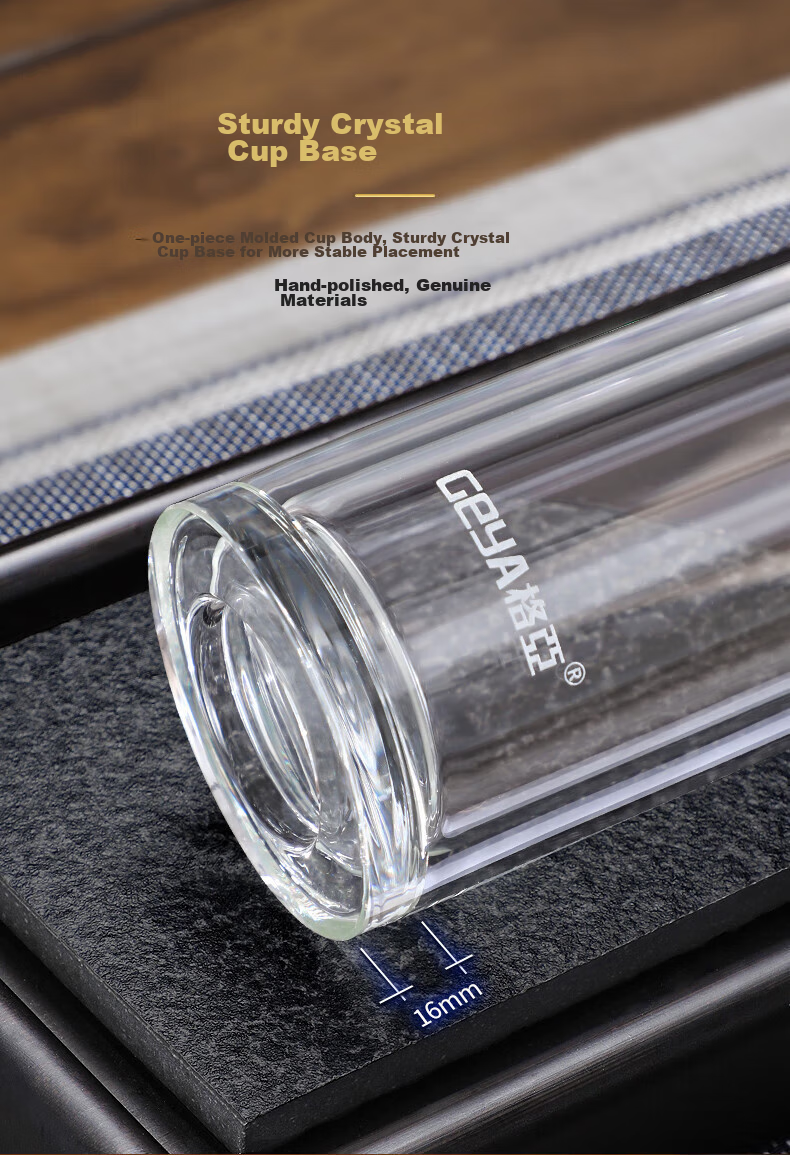 GEYA Double-Layer Glass Cup for Men, High Transparency Business Glass Tea Cup Water Bottle Customizable Teacup 5