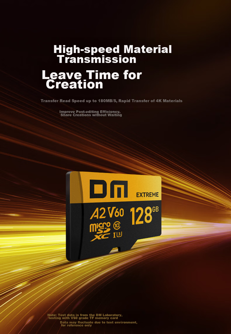 DM Daimai 128GB TF (MicroSD) Memory Card, V60 4K Ultra HD High-Speed Drone Monitoring Car Recorder Game Console Action Camera Memory Card 4
