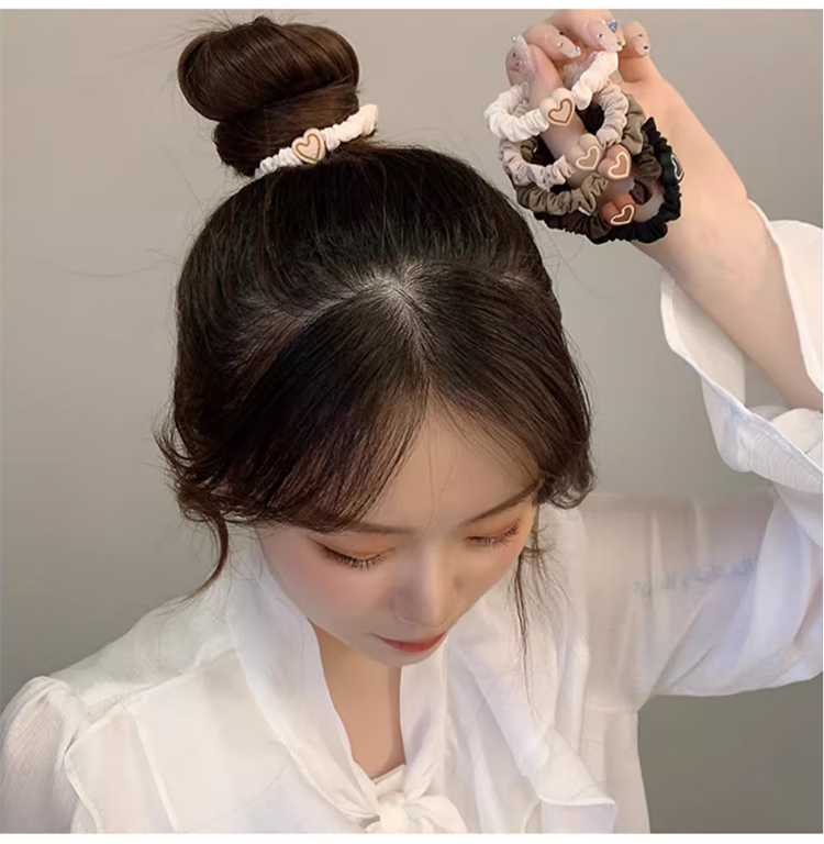 Jingxiaodi 5 Heart-Shaped Hair Ties for Women, Bun Maker, High Elasticity Rubber Bands, Hair Ties, Non-Damaging Hair Bands, Hair Accessories 11