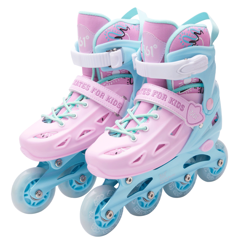 361° Children's Roller Skates for Boys And Girls, Beginner Skates for Ages 3-6 Inline Skates with Eight Wheels, Full Light-Up Design, Pink, Size S