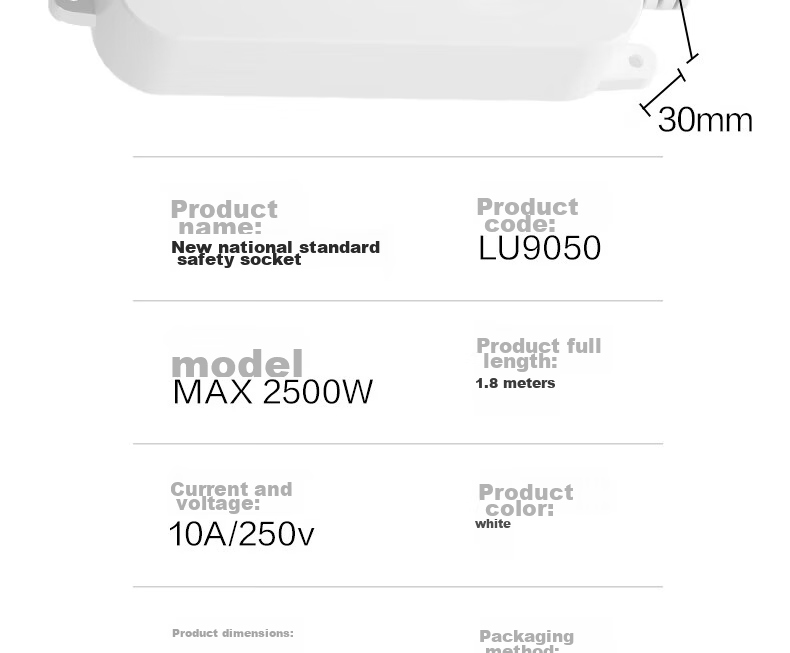 Deli New National Standard 3C Certified Power Strip, Extension Cord with Master Switch, 1+1 Outlets, 1.8 Meters, LU9050(1.8) 28