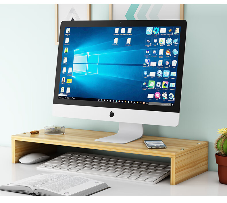 Shuranjia Computer Monitor Riser Stand, Desktop Organizer Shelf, Multifunctional Walnut Color, 02-6 10