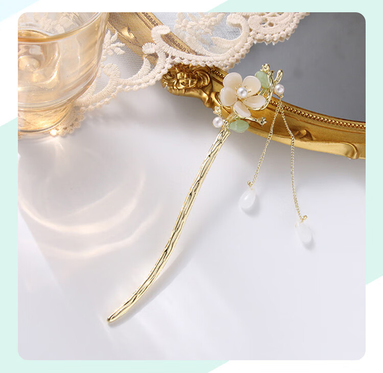 CHIMERA Classical Chinese-Style Tassel Hairpin, Ancient Costume Qipao Hanfu Hairpin, Hair Accessory, Women's Mid-Autumn Festival Gift 7