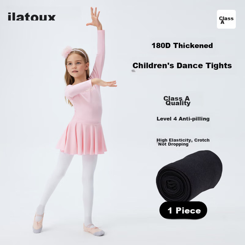 Ailatu Children's Dance Socks, Autumn And Winter Thickened Tights, Leggings for Girls, White Student Practice Socks, Outdoor Ballet Socks for Users