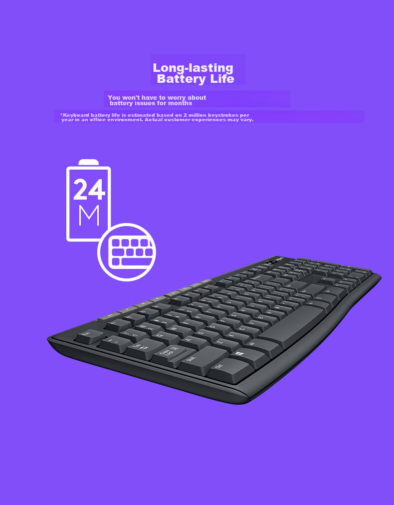 Logitech K270 [Enterprise Grade] Wireless Office Keyboard, Laptop Keyboard, Full-Size Membrane Keyboard with USB Receiver, Black [Order Bonus] 7