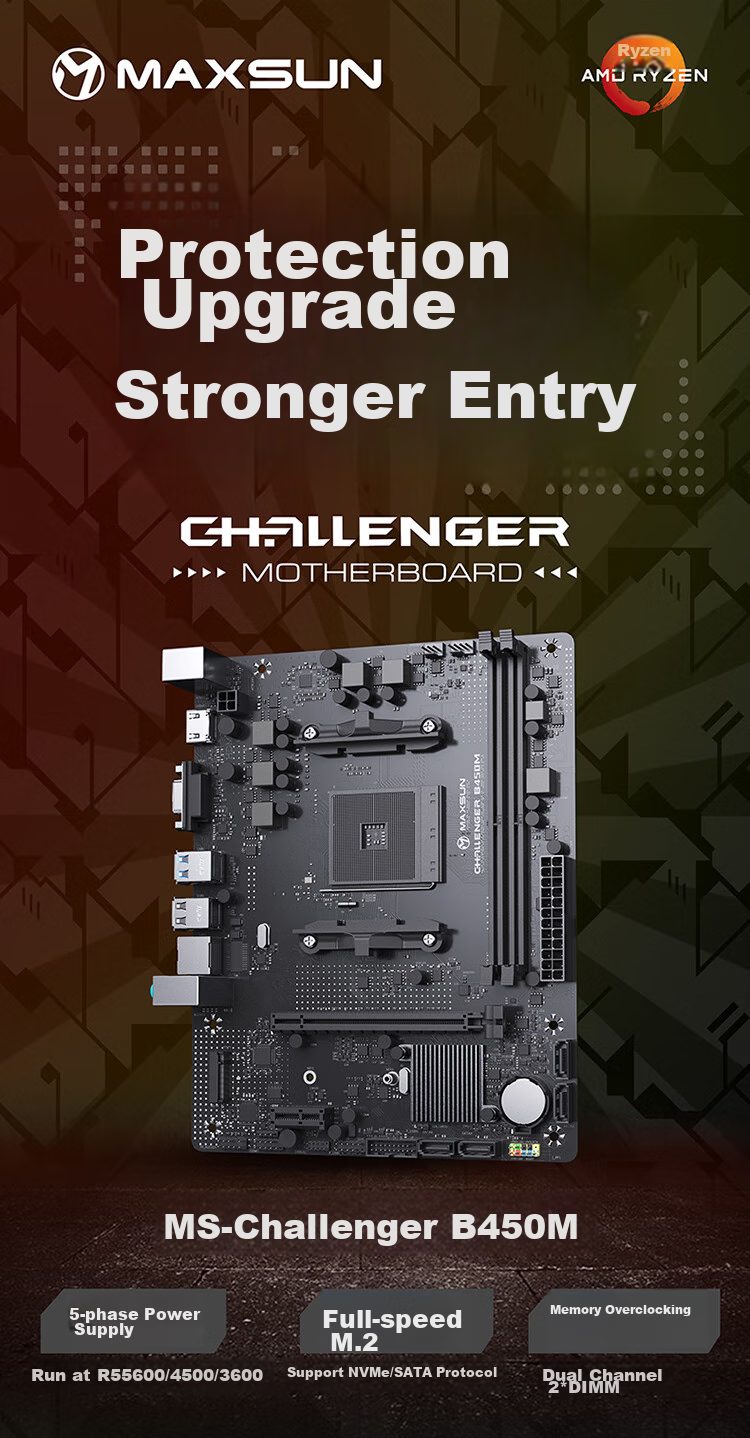 MAXSUN (MAXSUN) MS-Challenger B450M Motherboard Supports 5500/5600G/5700X (AMD B450/Socket AM4) 2