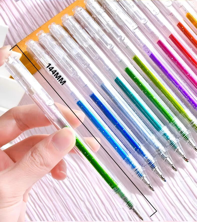 Mingyu Glitter Gel Pen Fluorescent Highlighter Colorful Shiny Highlighting Sand Pen Pearlescent Watercolor Pen Sparkling Glitter Marker Glowing Birthday Gift School Essential 12 Colors 11