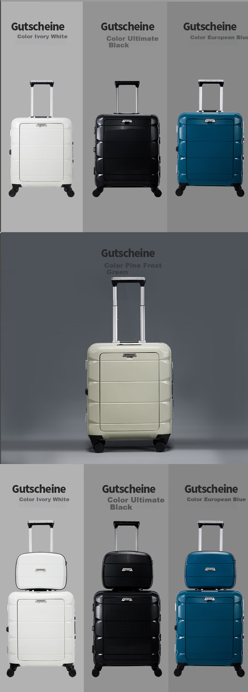 LUCKY CLUB Luggage Suitcase Carry-On Bag, Non-Fingerprint Model, Songshuang Green (Aluminum Frame Version), 20-Inch PLUS Wide Versio 11
