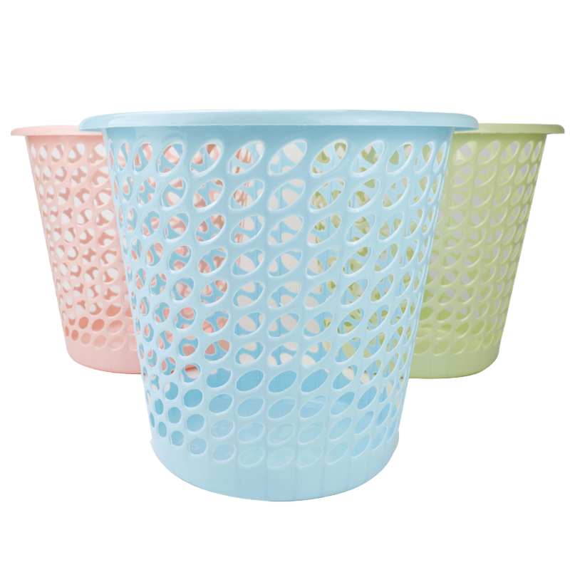 Haisidike Commercial Trash Can, Random Color (1 Piece), Simple And Stylish Paper Basket, Hollow Garbage Bin, Kitchen Bathroom Plastic Trash Can, HKL-6