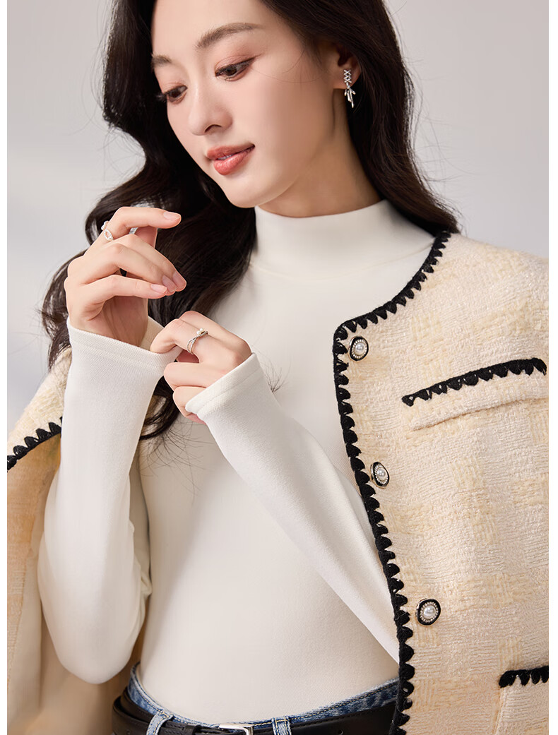 LangSha Women's Base Layer Top for Spring And Autumn, Thickened German Velvet Semi-Turtleneck Inner Wear, Elegant Slim-Fit High-End Long-Sleeve Undershirt 23