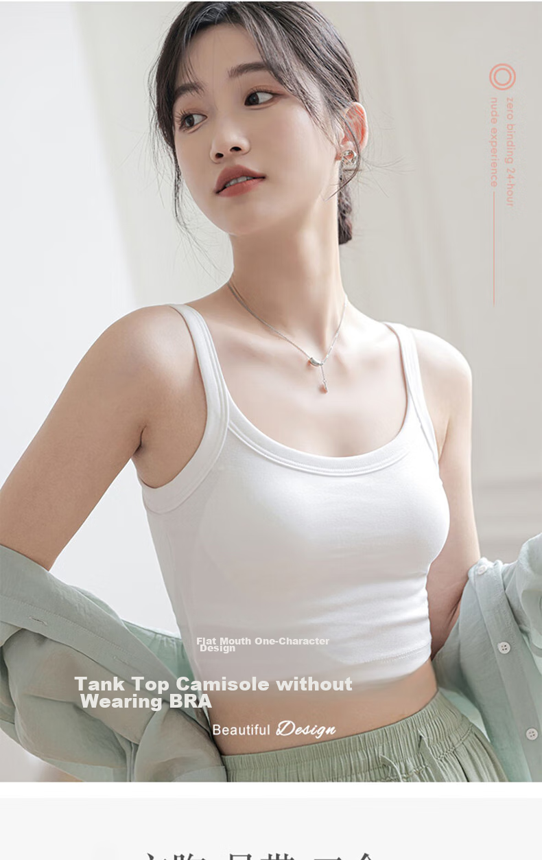 LangSha Camisole Tank Top for Outer Wear, Lightweight Summer Underwear Vest for Women with Built-In Bra Pads, Integrated Bralette, Inner Layering Camisole 1