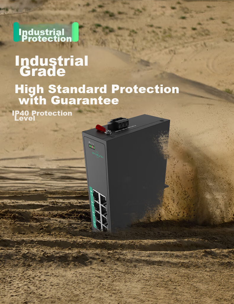 OAMLink Industrial Switch, 8-Port, 100Mbps, DIN Rail Mount, Metal Body, OAM-6000 4