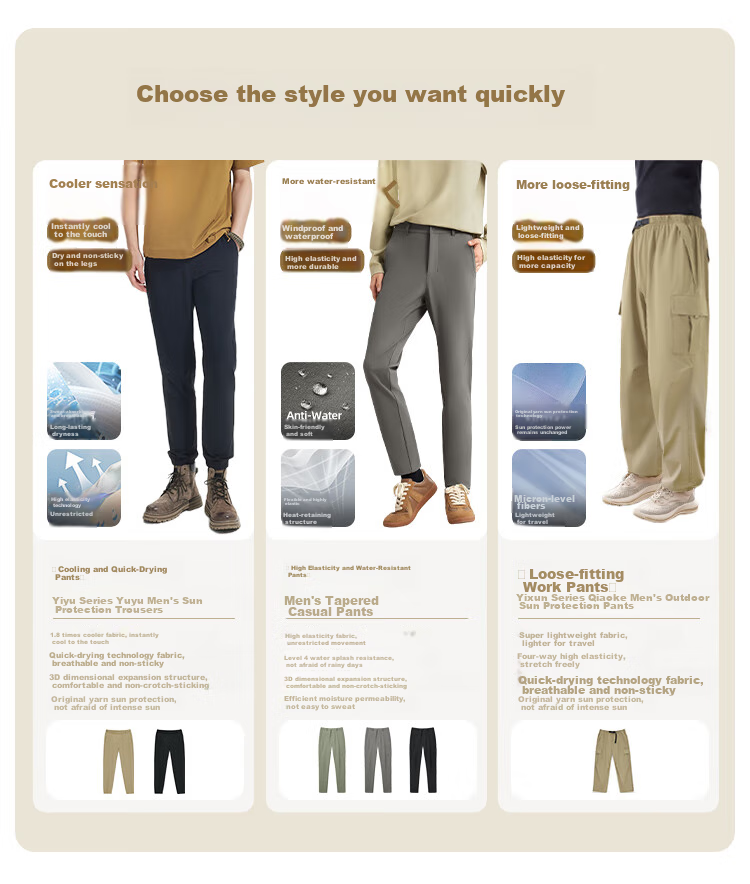Beneunder Casual Pants for Men, Quick-Dry Cargo Pants, Breathable Loose-Fitting Sun Protection Joggers, Pine Nut Brown, Size M 1