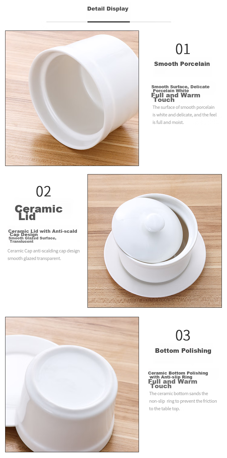 Beisesi Ceramic Bowl, Stew Pot, Double Boiler Pot, Soup Pot, Steamed Egg Custard Bowl, Steaming Pot, Clay Jar, Stew Pot, Bird's Nest Pot with Lid And Spoon, 420ml 7
