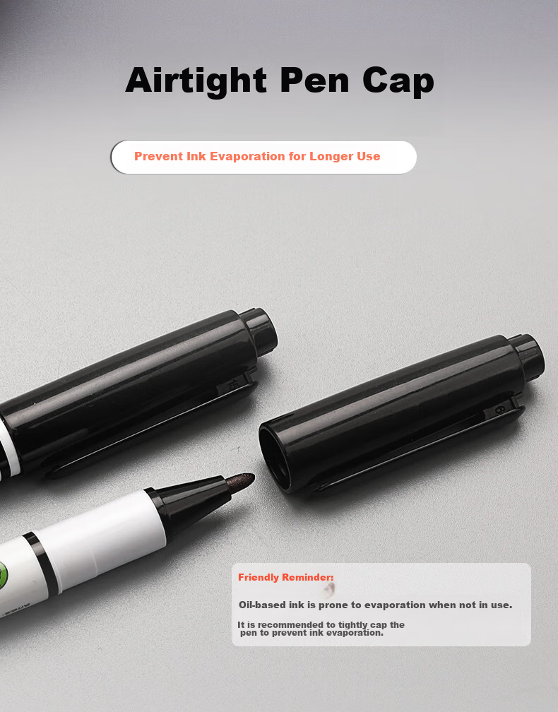 Marie's Double-Ended Fine Line Pen, 12-Pack, Black, Waterproof, Non-Fading, Oil-Based Chalky Marker, Signing Pen, Outlining Pen, Art-Specific, Elementary School Student Children's Water Pe 14