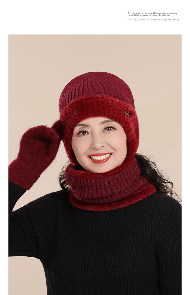Hengyuanxiang Wool Hat for Women, Autumn And Winter Warmth, Middle-Aged And Elderly Wool Knitted Hat, Thickened, Birthday Gift for Mom Or Grandma 24