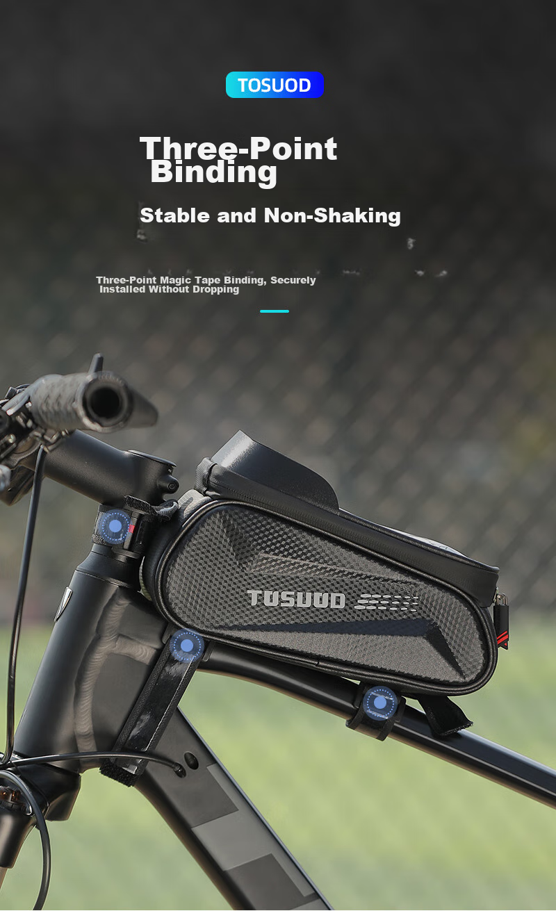 TOSUOD Bicycle Front Frame Bag Phone Tool Storage Bag Mountain Road Bike Top Tube Bag Cycling Gear 2.0L 27