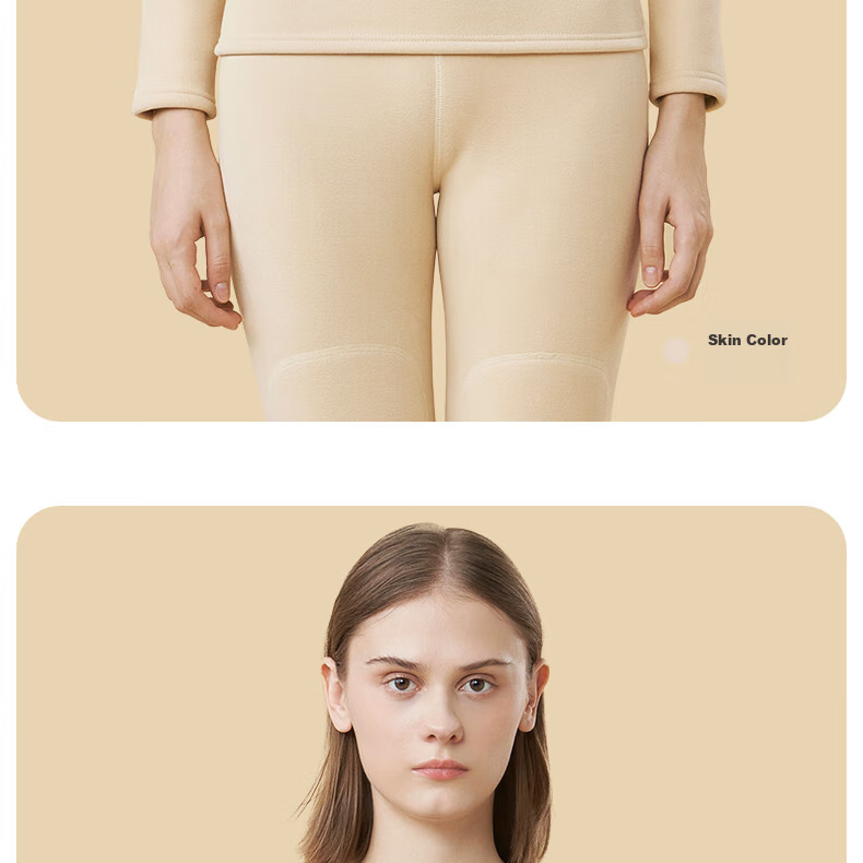 Bejirog Women's Thermal Underwear Set with Fleece Lining, Thickened Base Layer for Cold Weather, Suitable for -40°C in Northeast China, Cold-Resistant Autumn Top And Bottom 29