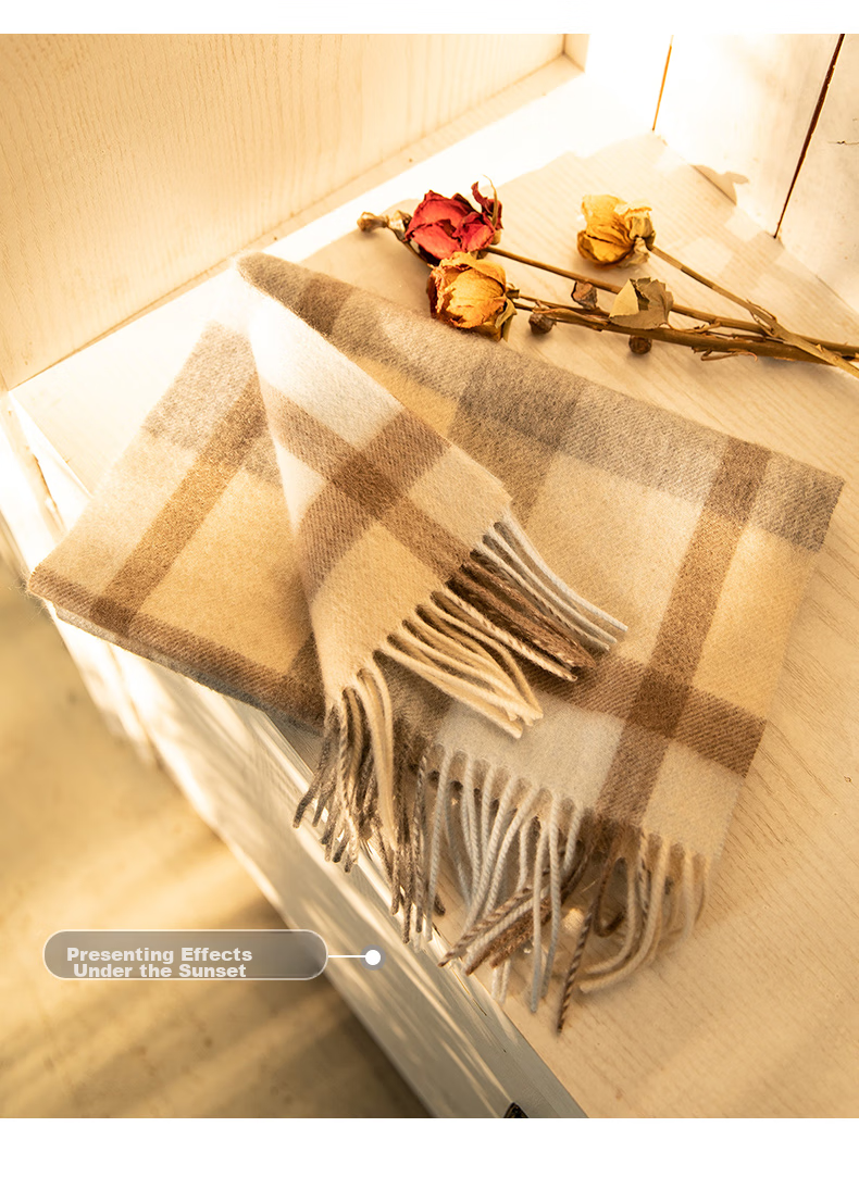 Siggi [Gift Box] Pure Cashmere Scarf for Women, Autumn And Winter British Plaid Shawl, Warm Neck Wrap, Mid-Autumn Festival And New Year Gift 19