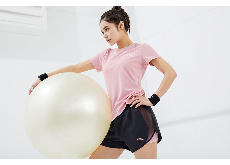 Anta Quick-Dry Sports Set | Women's Summer New Breathable Short Sleeve and Shorts Badminton Two-Piece Set with Anti-Exposure Design 37