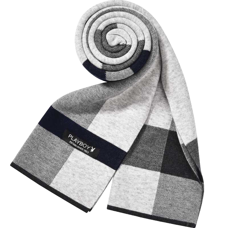 PLAYBOY Men's Autumn Winter Outdoor Warm Thick Scarf Birthday Gift for Husband Father Gift Box Set