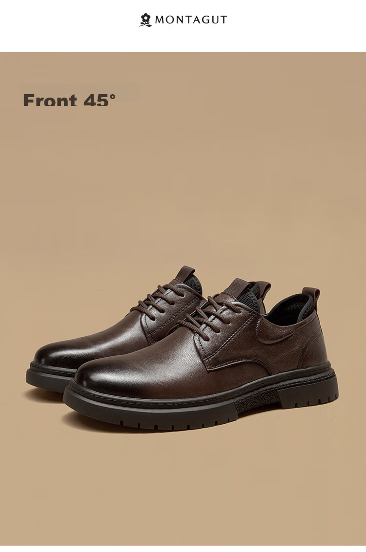 MONTAGUT Men's Shoes, 2026 British Style Spring New Light Luxury Business Formal Dress Men's Suit Lace-Up Casual Shoes, Heightening Shoes for Me 14