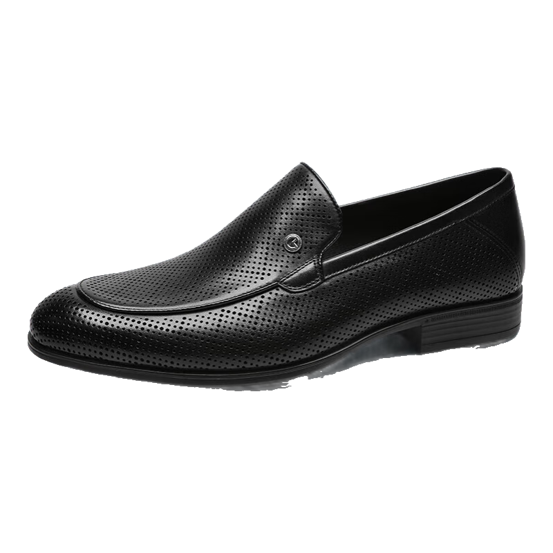Goldlion Men's Loafers, Perforated Breathable Sandals, Business Casual Shoes G580420170AAD Black Size 41