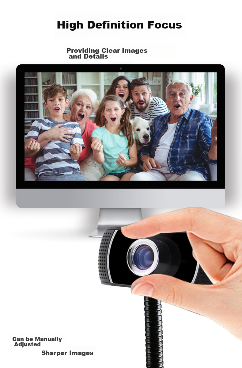 GESOBYTE C208 Bracket-Type 720P HD Live Streaming Webcam for Video Calls, Conferences, Online Teaching, Home Use, Laptop And Desktop Computer with Built-In USB Interface, Plug-And Microphone 6