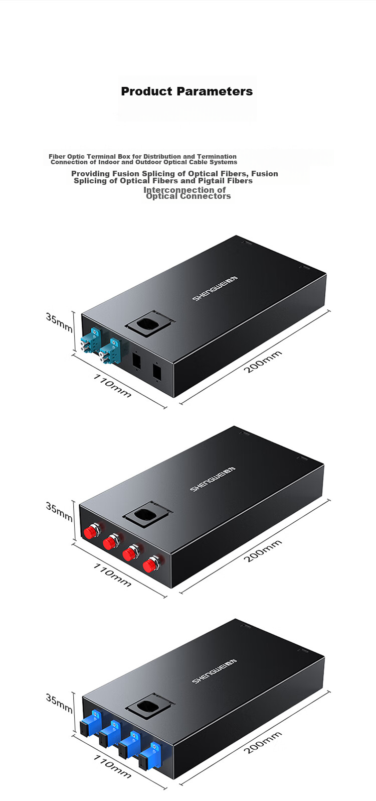Shengwei Fiber Optic Terminal Box, 8 Ports 8 Cores Single-Mode SC Fully Equipped Pigtail Flange Plate, Desktop Fiber Optic Fusion Splice Box, Fiber Optic Splice Tray Wiring Rack, FWBO-188S 17