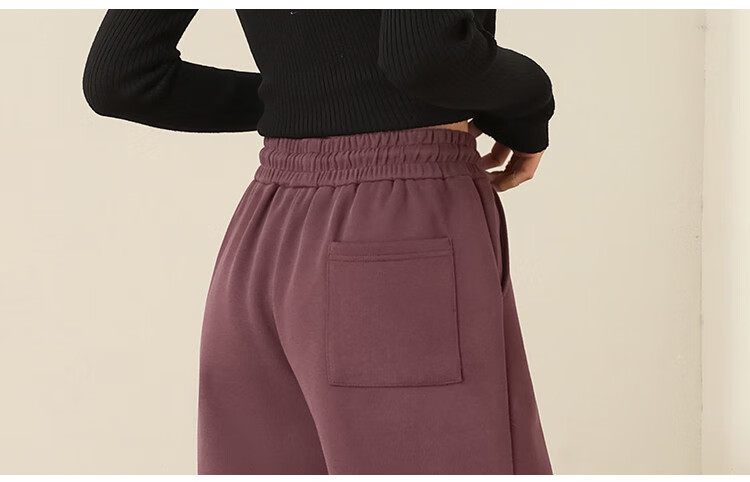 DME Fleece-Lined Thick Warm Slim-Fit Wide-Leg High-End Flattering Loose Elastic Waist Trousers, Black, XL 9
