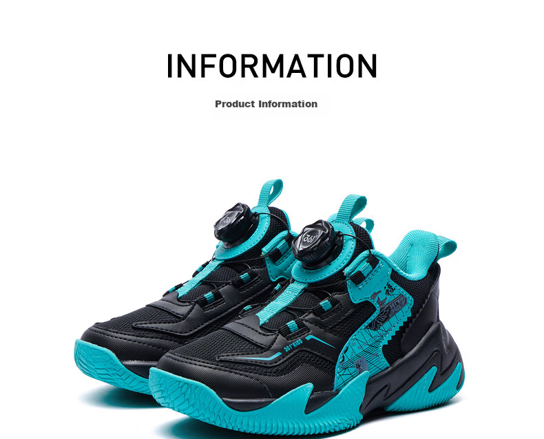 361° Hanjiang | Children's Basketball Shoes, Spring And Autumn Practical, for Ages 3-7, Rotary Buckle Basketball Shoes, Black Size 28 45