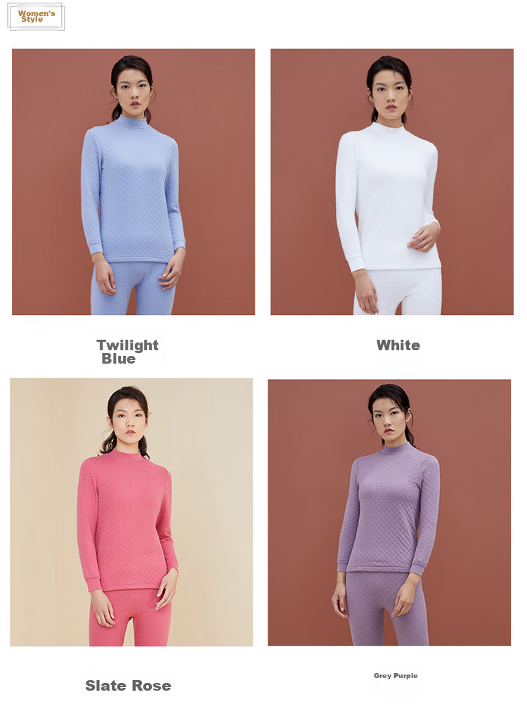 Yiershuang [Half Turtleneck Three-Layer Thickened] 100% Pure Cotton Thermal Underwear for Men And Women, Autumn Top And Bottom Set, Fall/winter 30