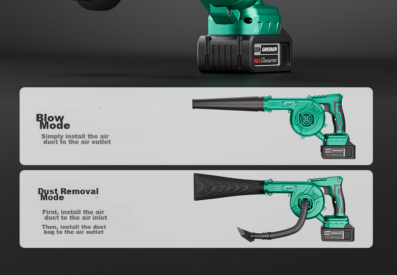 GREENER 21V Lithium Battery Blower High-Power Industrial and Household Cordless Blower Dual-Use Blower and Vacuum Cleaner Dust Remover 3