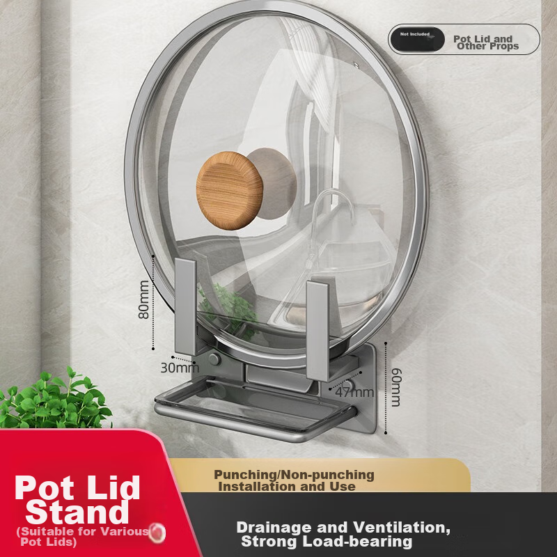 Jiadu Pot Lid Rack, No Drilling Required, Wall-Mounted, Multifunctional Chopping Board Holder, Cutting Board Storage Rack, Household Kitchen Board Drainer