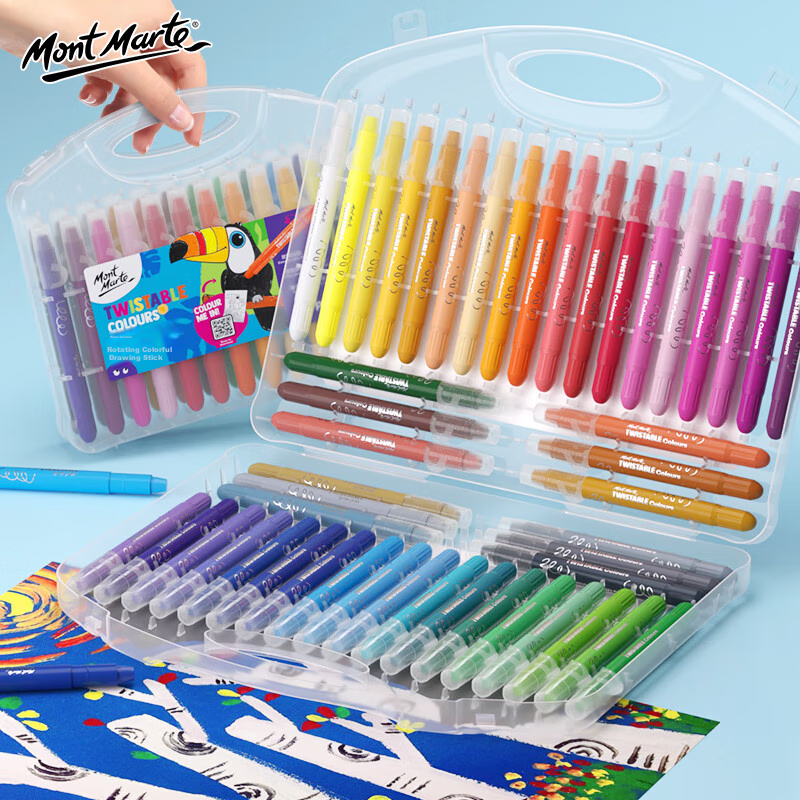 Mont Marte Water-Soluble Colorful Sticks, Rotating Crayons for Children, Non-Staining Drawing Sticks Set, Kindergarten Painting Tools, 24 Colors Colorful Sticks MMKC0272CN Art Sketching