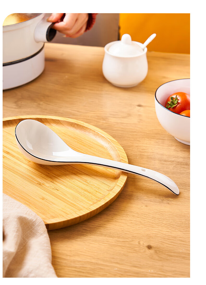 Youlaifu Ceramic Large Soup Ladle, Rice Spoon, Individual Serving Spoon, Hot Pot And Casserole Spoon, Porridge Spoon, Soup Ladle, Tablespoon, Extra Large Size 9