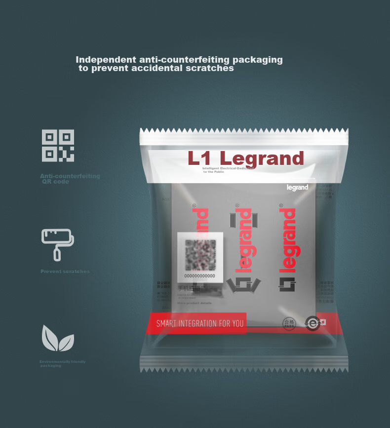 LEGRAND Switch Socket Panel, Yijing Series Deep Sand Silver Gray, Wall Socket, Five-Hole with Switch (Dual Control) 11