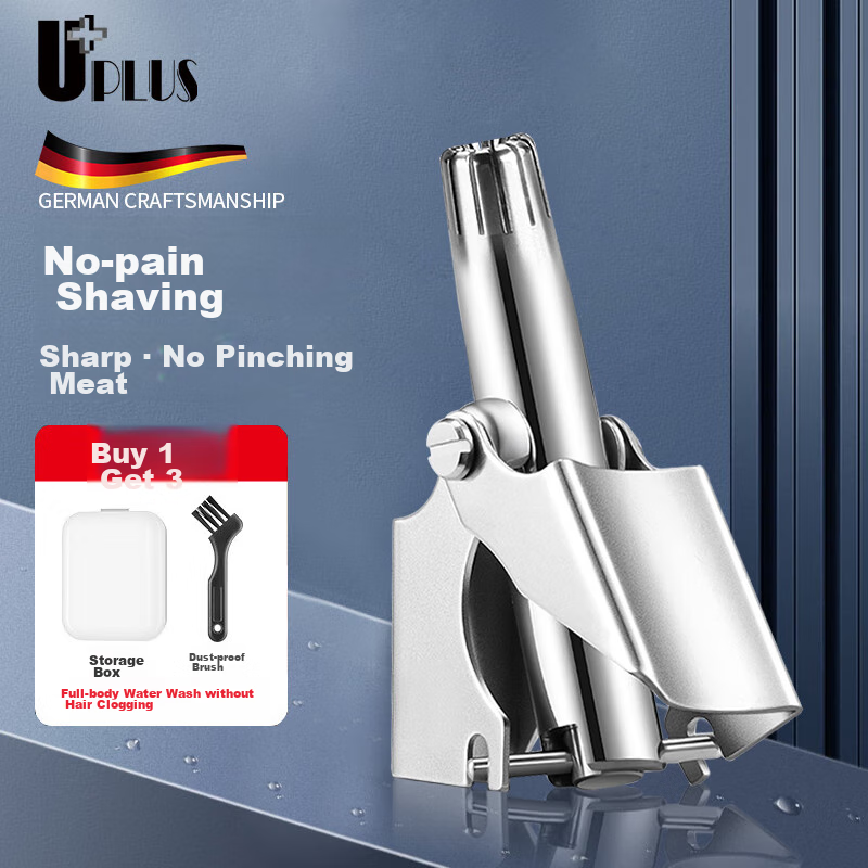 UPLUS High-Quality Nose Hair Trimmer, Stainless Steel Manual Nose Hair Clipper for Men, Portable Beauty Scissors Three-Piece Set