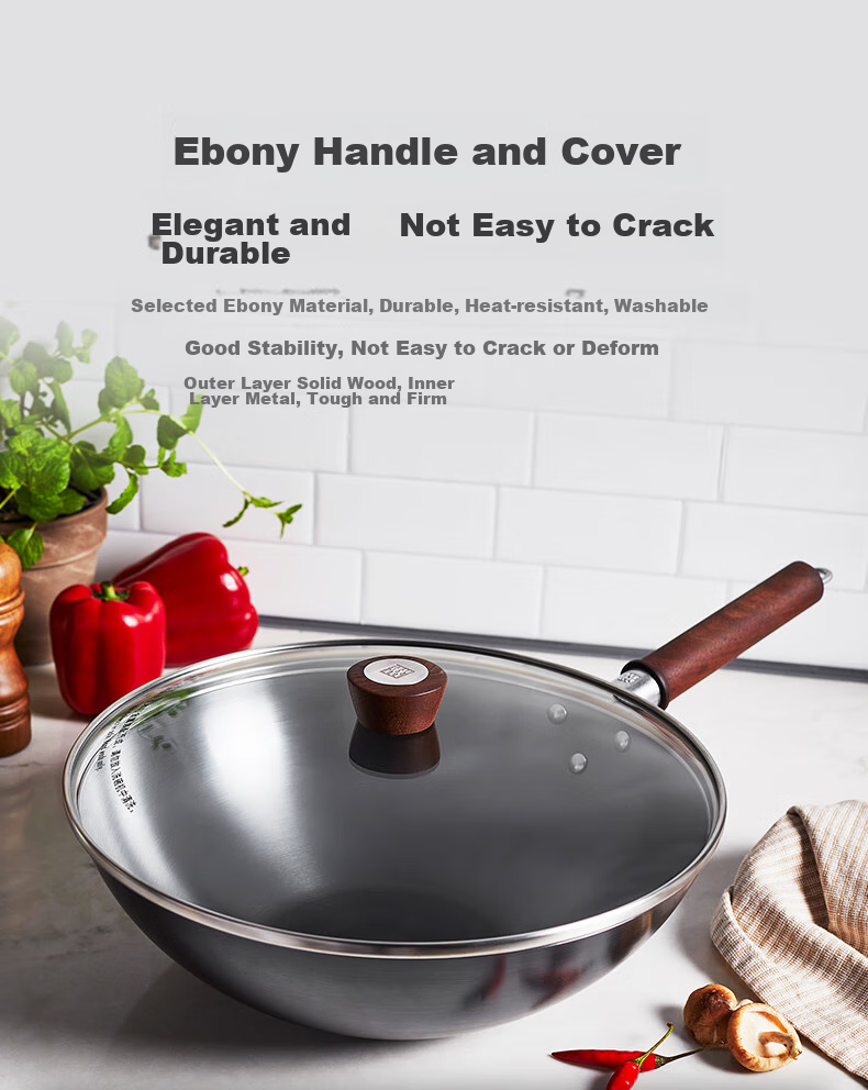 ZWILLING Iron Wok Stir-Fry Pan Flat Bottom Non-Coated Chinese-Style Compatible with Induction And Gas Stoves Dragon Iron Wok Dragon32cm 12