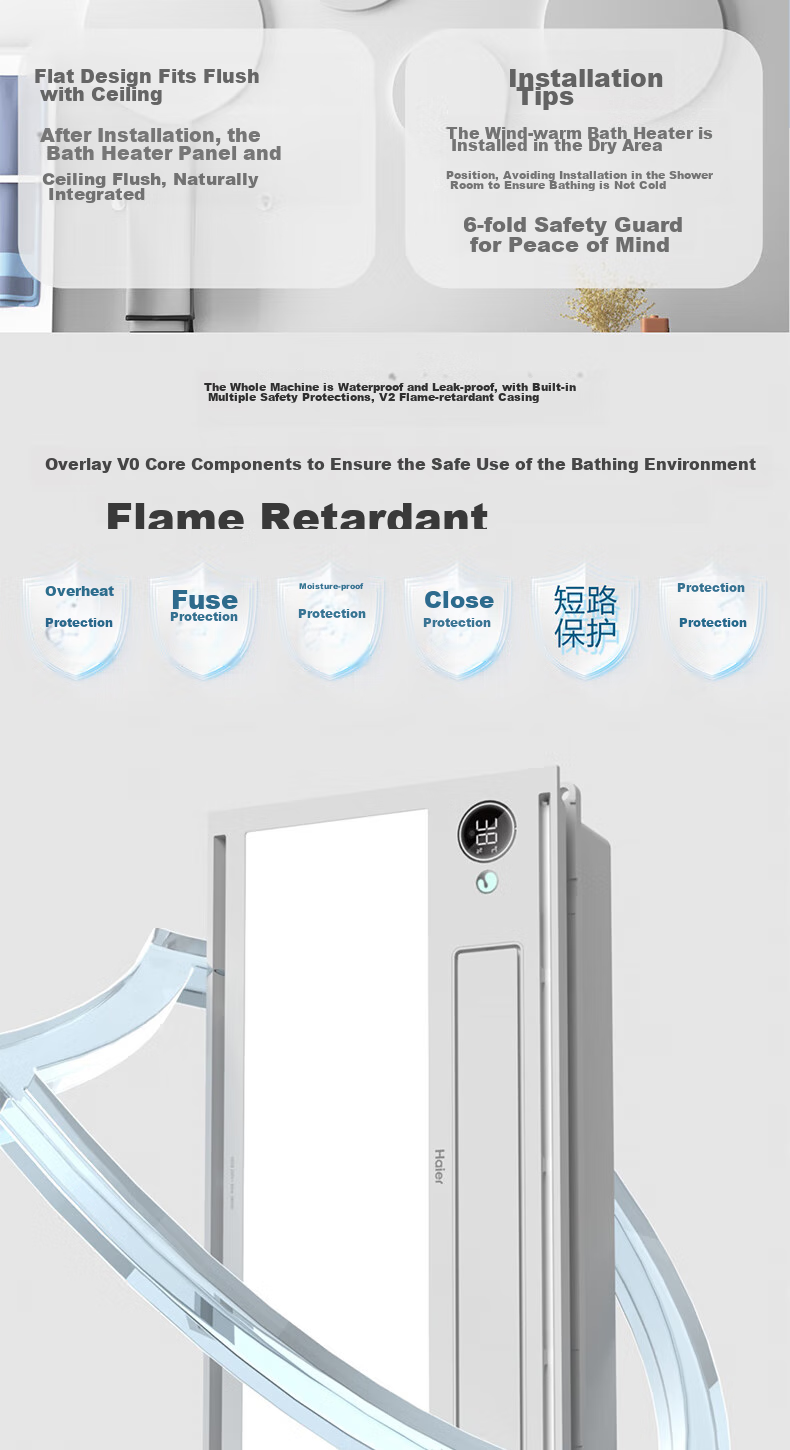 Haier Wind And Heat Bathroom Heater with Antibacterial Series, Integrated Five-In Heating Lamp HD28L for Bathroom 15