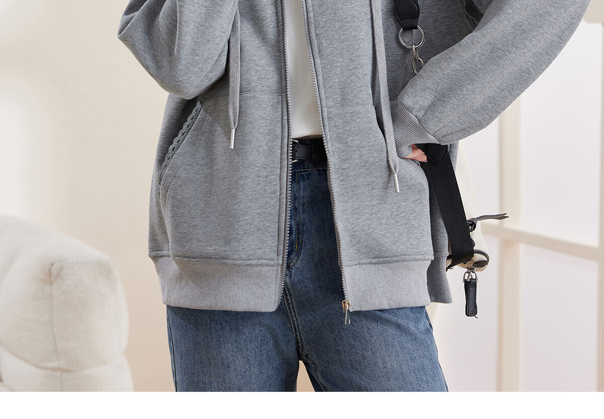 Halo Queen Women's Sweatshirt Jacket with Fashionable Letter Print, Casual Comfortable Loose-Fitting Student Sweatshirt H13KF2141 45