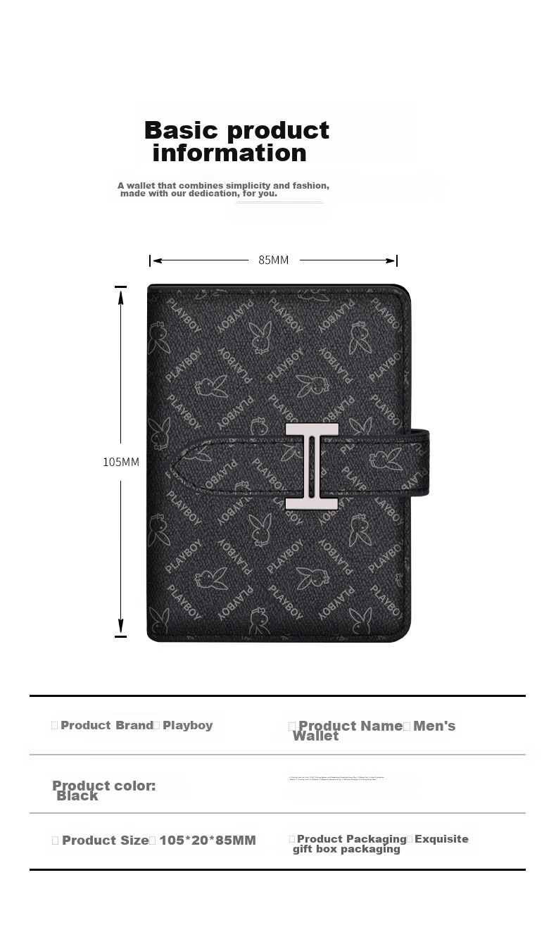 PLAYBOY Card Holder for Men with Multiple Slots, Large Capacity Integrated Student Card Case, Bank Card And ID Card Holder, Birthday Gift 9