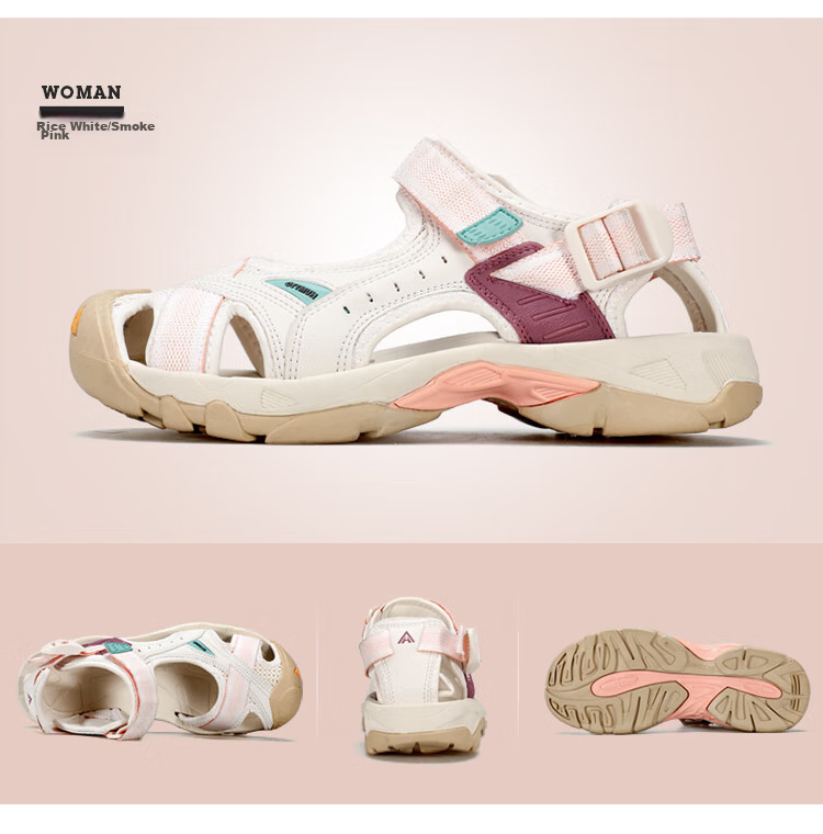 HUMTTO Summer Beach Sandals, Hole Shoes, Outdoor Hiking And Stream Tracing Closed-Toe Sports Sandals for Women, Beige/light Pink, Size 38 12
