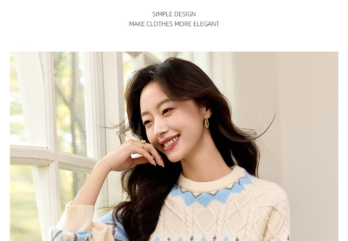 PinCai Knitted Sweater for Women, Round Neck, Retro And Gentle, Suitable for Outdoor Wear, Christmas Style, Lazy And Soft Knit Sweater P144Z9008 32