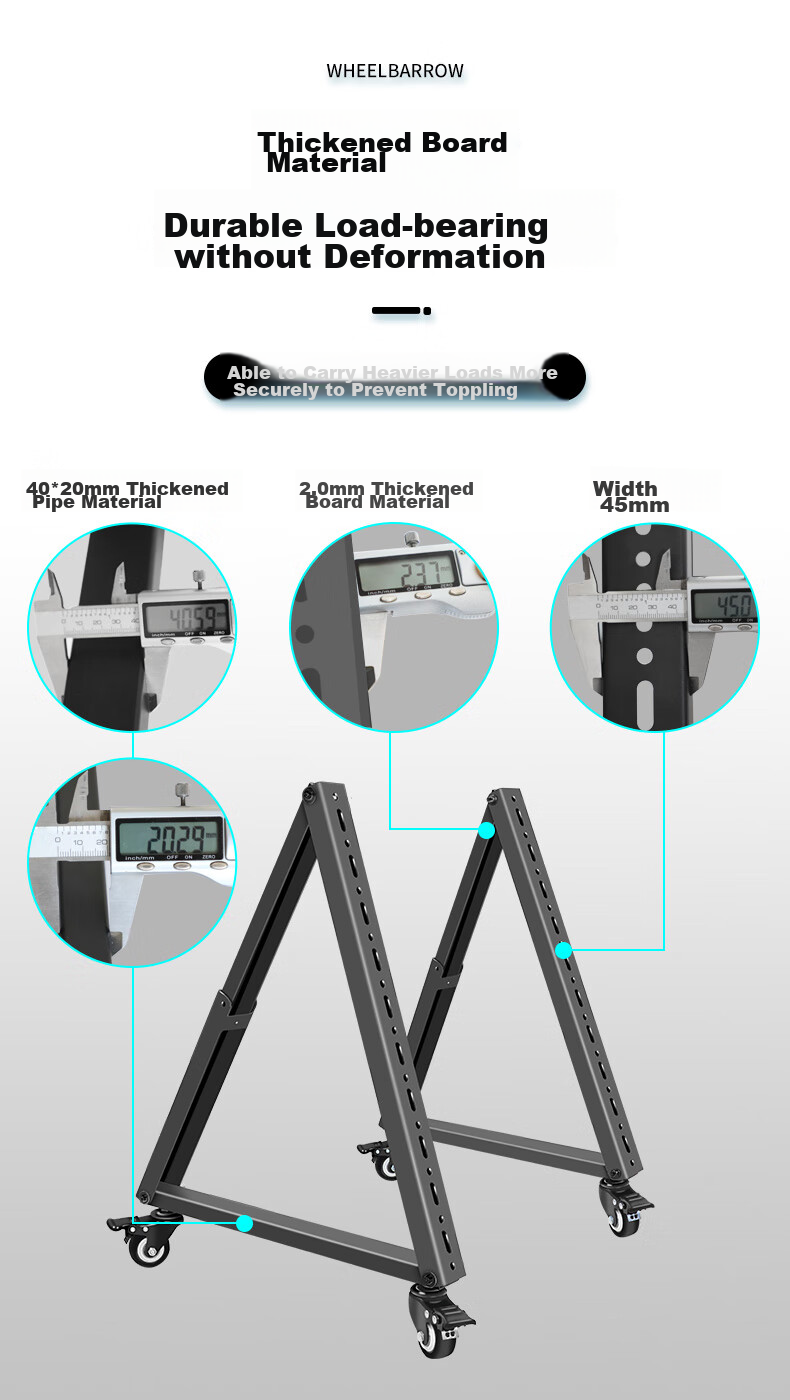 Jianleji 32-70 Inch TV Stage Cart, Podium Low Stand, Adjustable Tilt Angle, Floor-Standing Mobile Upright Bracket, Return Display, Return Viewing, Teleprompter, Advertising Machine with Wheels 5