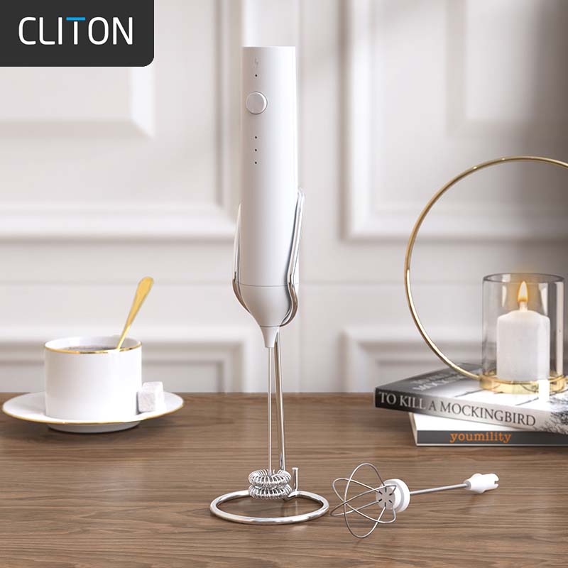 CLITON Coffee Milk Frother, Electric Whisk, Rechargeable Coffee Foam Maker, Mixing Stick, Mixer, Milk Frother