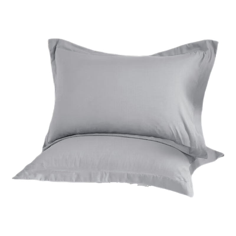 Yuanshenghuo Pillowcase, Pure Cotton, 100% Cotton Solid Color, 60 Thread Count Pillowcase, Set of Two, 48x74cm, Light Gray