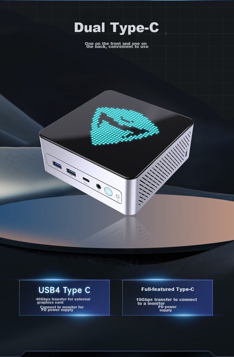 MACHENIKE GTR AMD High-Performance Compact Portable Commercial Office Gaming Computer Pocket Mini PC (R7 8745HS, 32GB DDR5, 1TB) 6