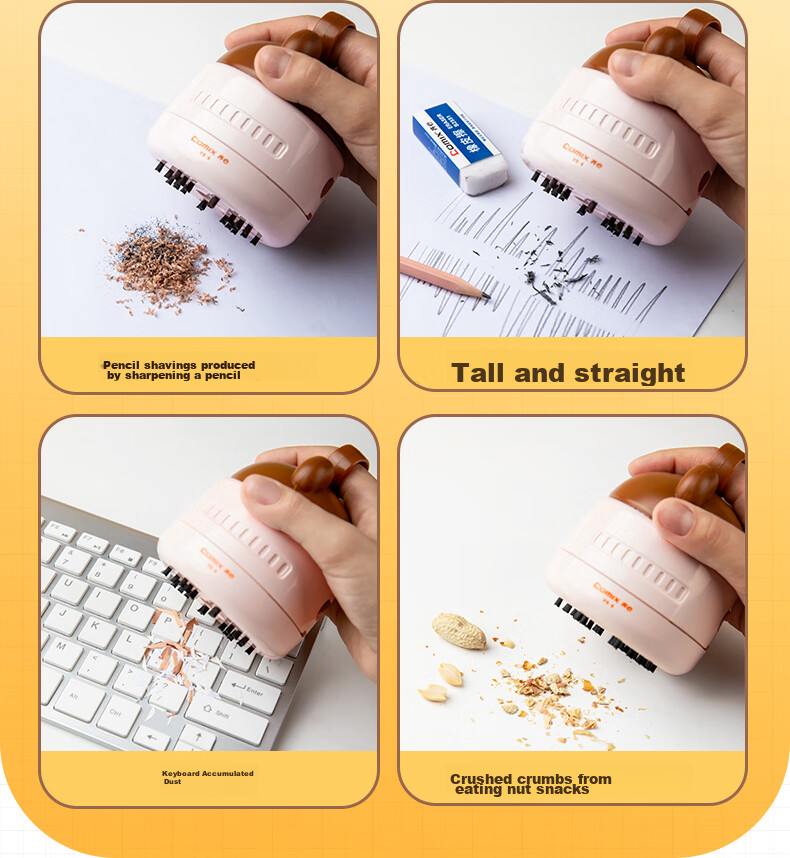 COMIX Powerful Suction Desktop Vacuum Cleaner, Eraser Debris Cleaner, Mini Portable Dust Removal And Cleaning, Back-To Essential, XS-6 White 4
